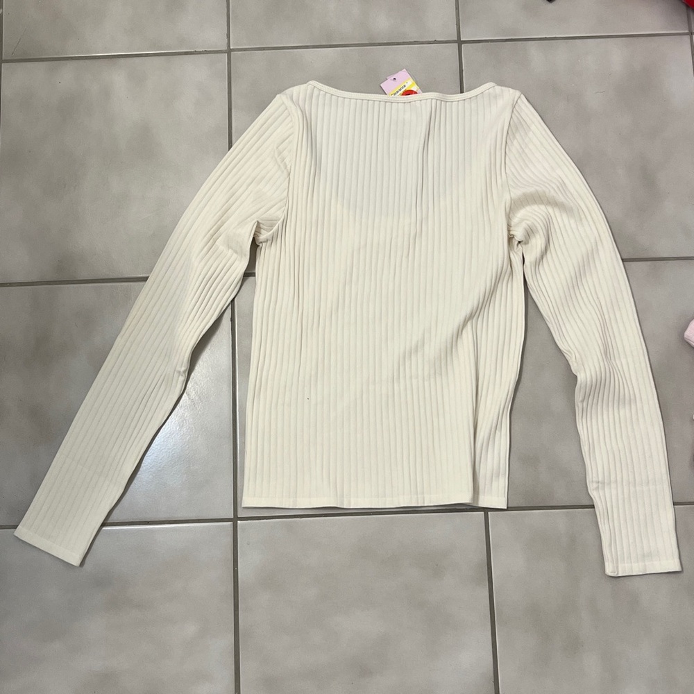 Cream Ribbed Top - Picture 3 of 3